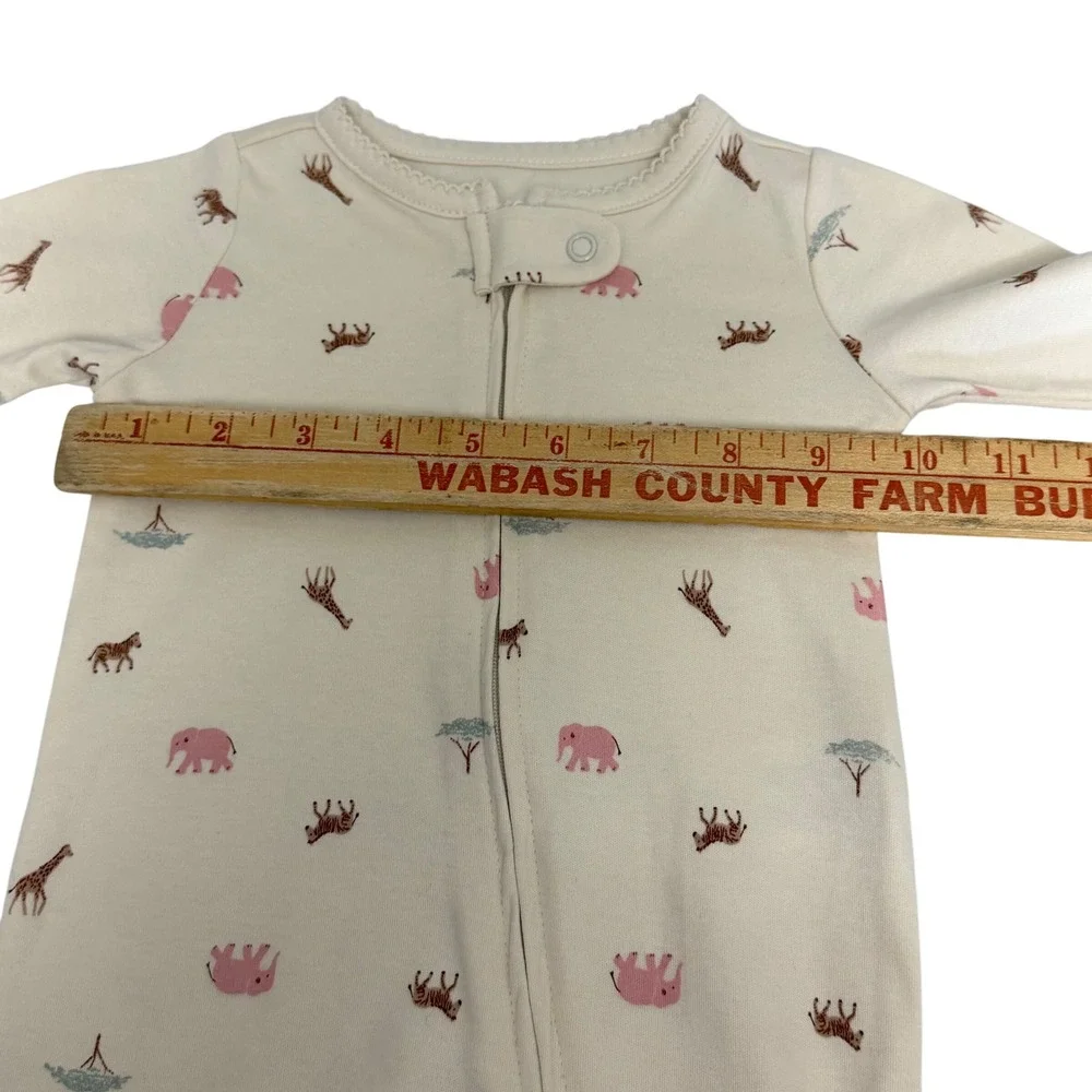 Carters Baby 0-3M Sleep and Play 2 Pack Safari Animal Shamrock Ribbed Footie PJs